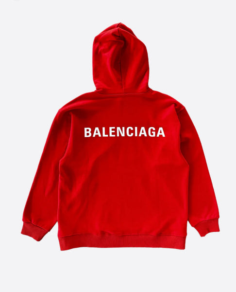 Balenciaga Embroidered Logo Red Hoodie