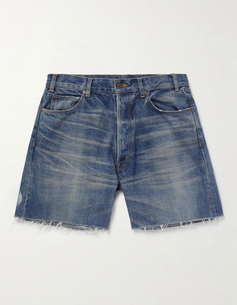 Celine Wesley Straight-Leg Distressed Denim Shorts